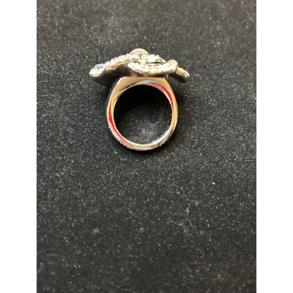 Lia Sophia Blooming Ring Black Dahlia Flower Rhinestone Statement Cocktail Sz 7 - Picture 6 of 6
